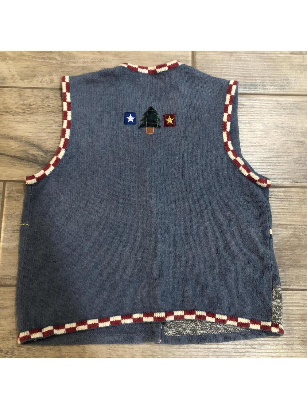 Planet Company Womens Sweater Vest Ugly Holiday Christmas Patriotic‎ USA Size M - Picture 8 of 12